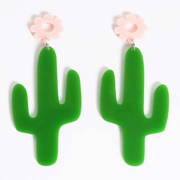 Cactus Earrings (Green or Purple) - Picture 1 of 5